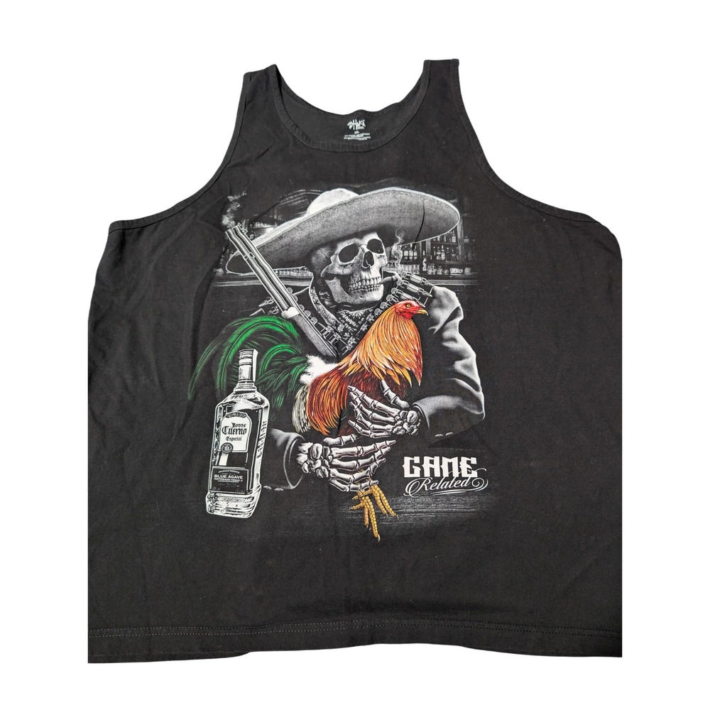 Shaka Wear Mens Game Skeleton Charro Rooster Tank‎ Top Black 3XL Jose Cuervo A4